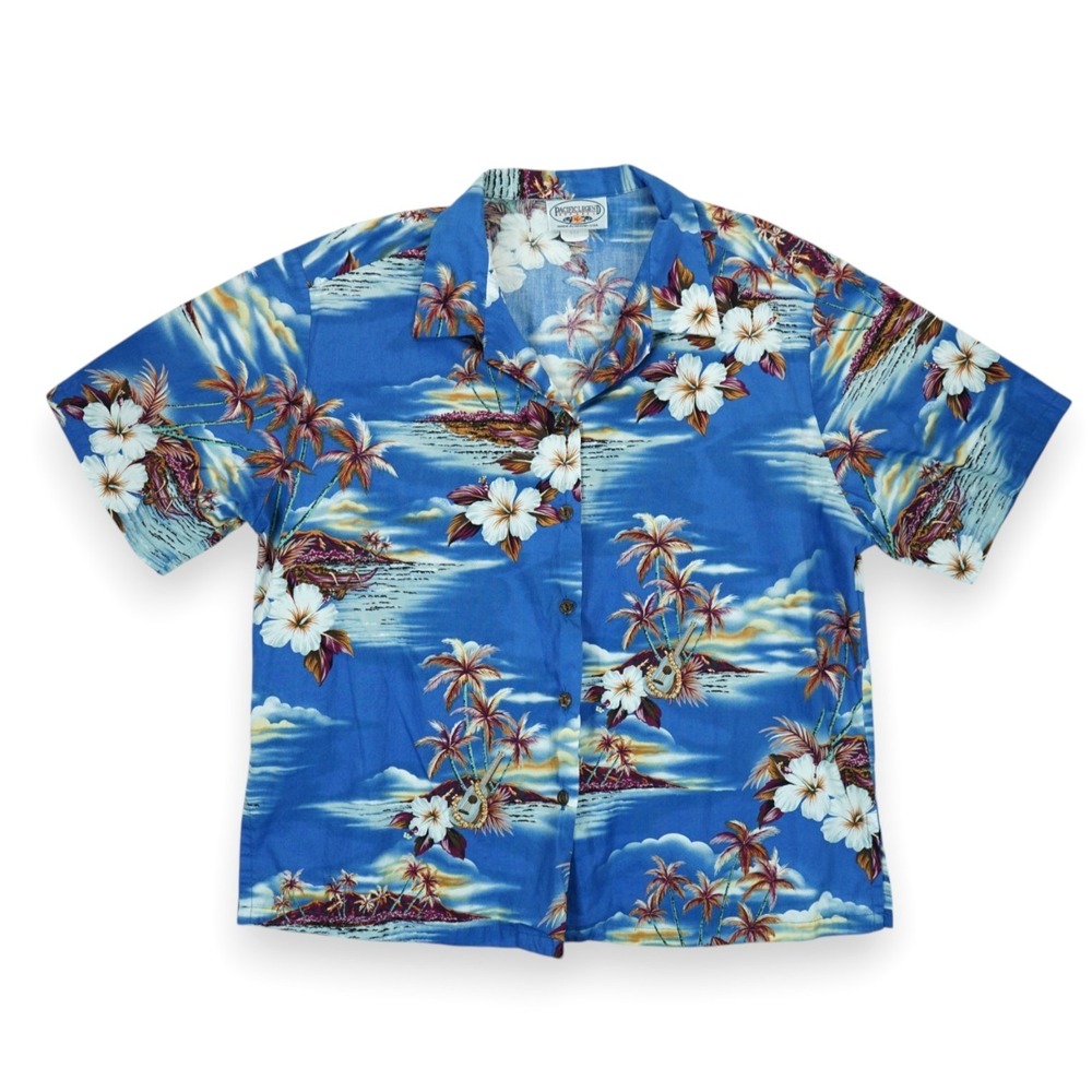 Vintage Pacific Legend Hawaiian Shirt Made in Hawaii Men's Size Large Blue